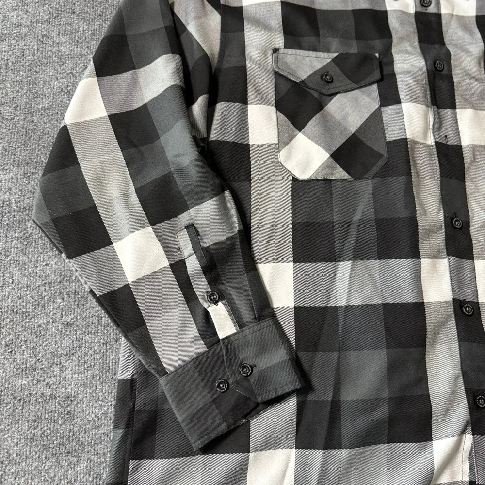 Dixxon Flannel Finish Line Black/White Buffalo Plaid Long Sleeve Mens 4X